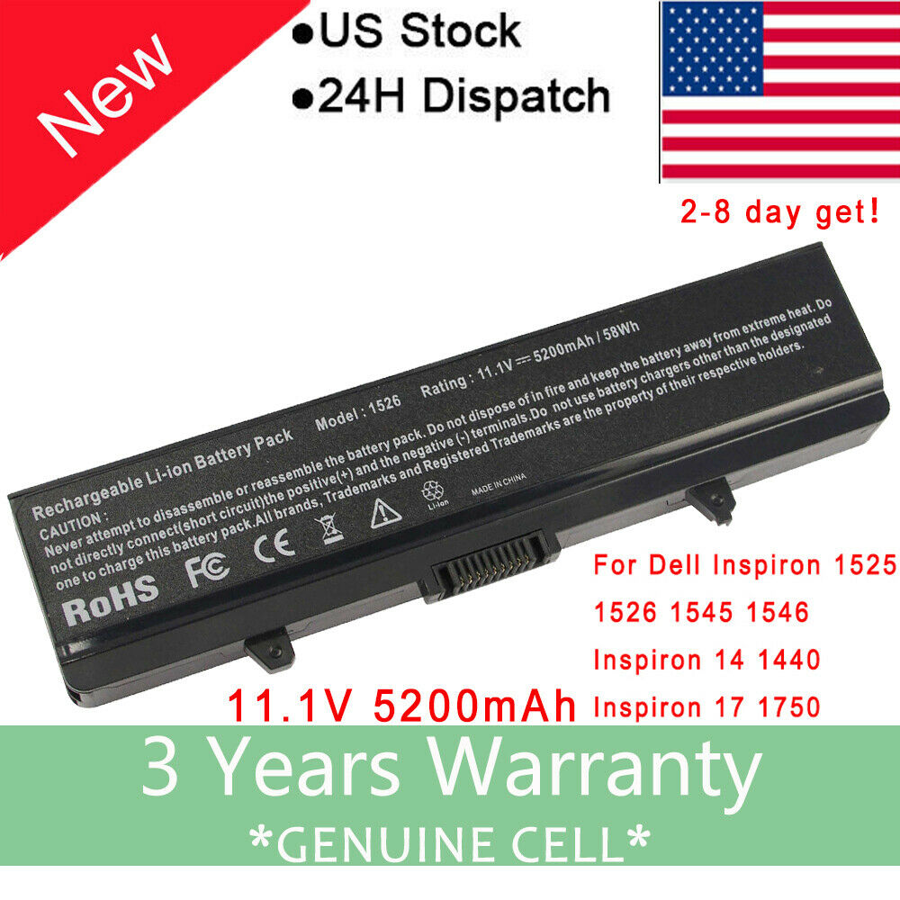 New Battery For Dell Inspiron 1525 1526 1440 1545 1546 1750 Gw240 X284g Hp297 Fs