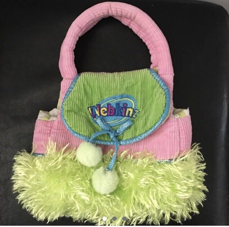 Ganz Webkinz Carrier Purse Plush Stuffed Animal Holder Pink Green No Code