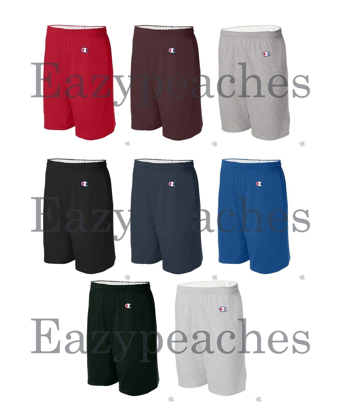 Champion Mens S-xl, 2x 3xl C-8187 Athletic Cotton 6" Inseam No Pocket Gym Shorts