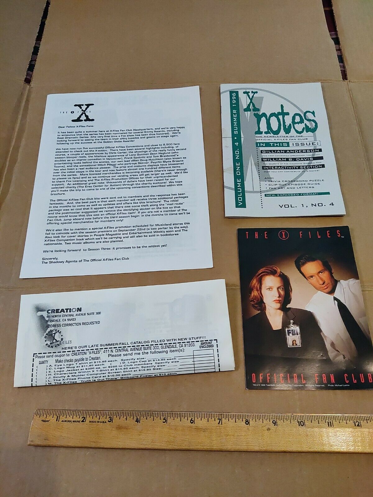 1995 X-files Fan Club Lot Photo Newsletter X-notes Magazine Volume 1 Number 4