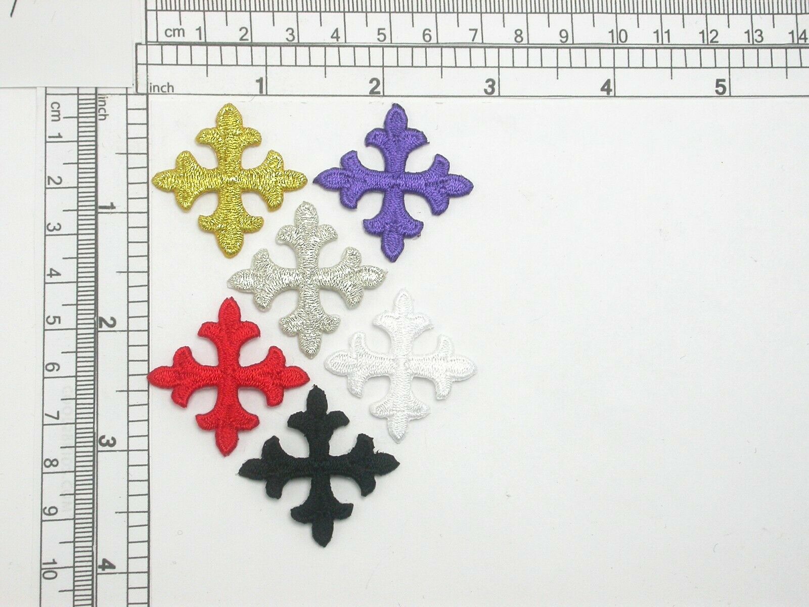 Cross Iron On Embroidered Appliqué Patch 1 3/8" Latin Equal 2 Piece Pack Options