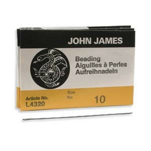 John James English Beading Needles---sizes 10, 11, 12, 13, 15, 10 Shorts--25 Pcs