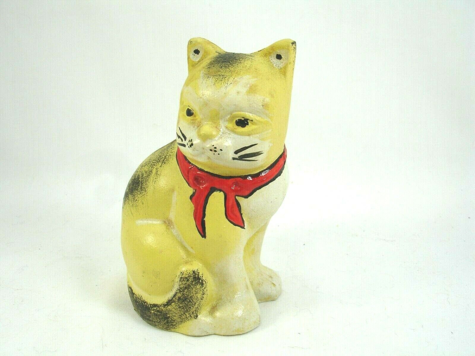 Vintage Metal Cat Or Kitty Bank, 4.5 Inches Tall, Painted, Tabby