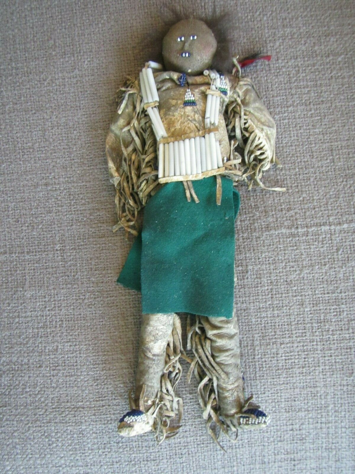Rare Antique Native American Indian Doll~buckskin, Fringe, Beaded~museum Quality