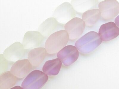 Bead Supply Frostsed Glass Beads 15mm Pink Drilled Freeform Nugget Assorted Lot