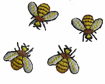#4358 Lot 4pcs Embroidery Iron On Bee Hornet Yellow Jacket Applique Patch