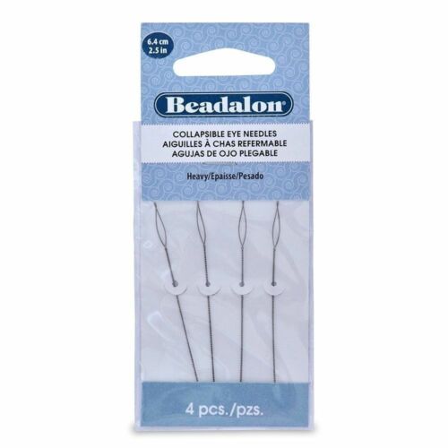 Beadalon Collapsible Eye Needle 2.5-inch Heavy 4-pack Beading Needles Bpcendhvy