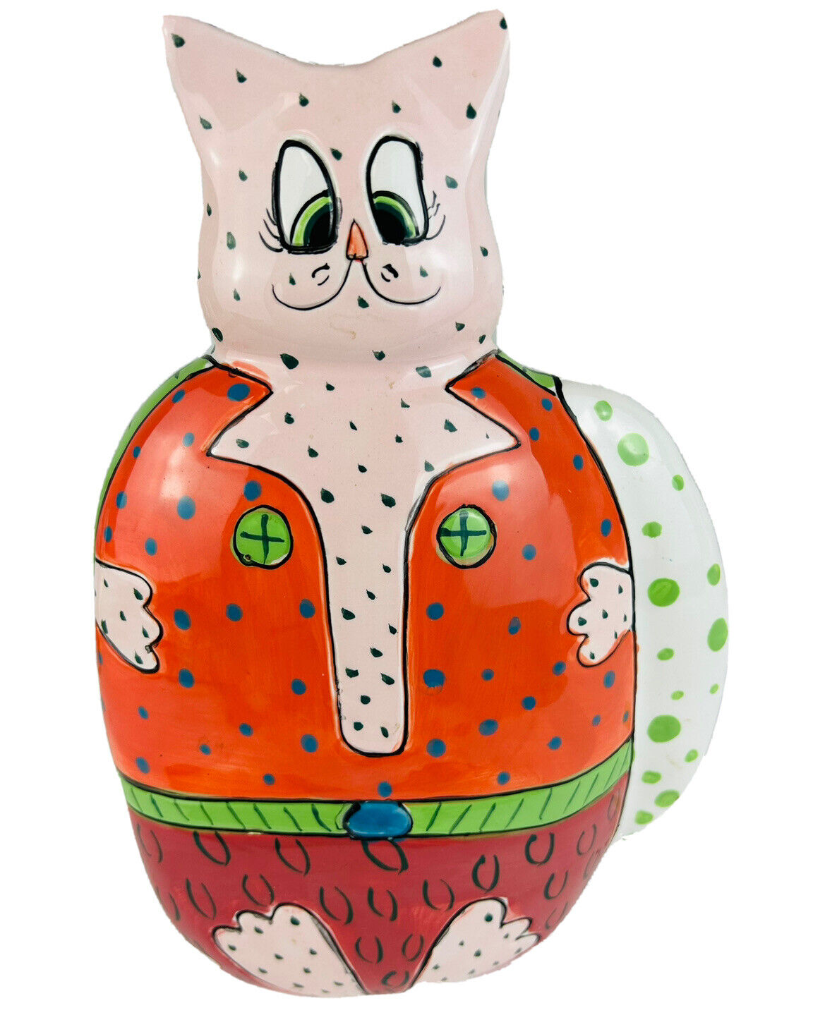 Ganz Pati Ceramic Piggy Bank Kitty Cat Anthropomorphic Handpainted Whimsical