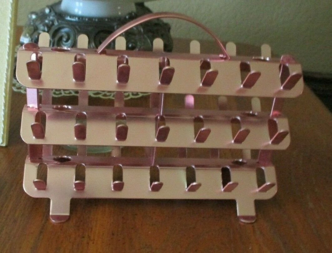 Vintage Pink  Aluminum 42 Thread Spool Caddy Rack Holder Zierold