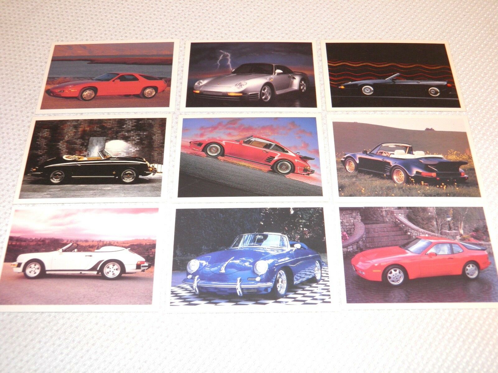 Lot Of 9 Porsche Auto Car Trading Cards, Roadster, Convertible Etc. Not Postcard