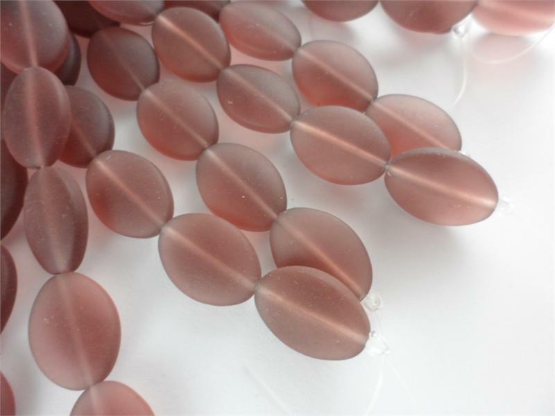 2 Strands 18x13mm Oval Sea Glass Frosted Beads You Pick Color