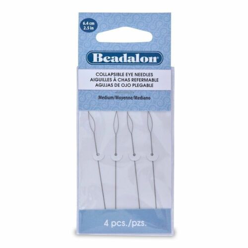 Beadalon Collapsible Eye Needles 2.5" Medium Beading Needle -4 Needles Bpcendmed