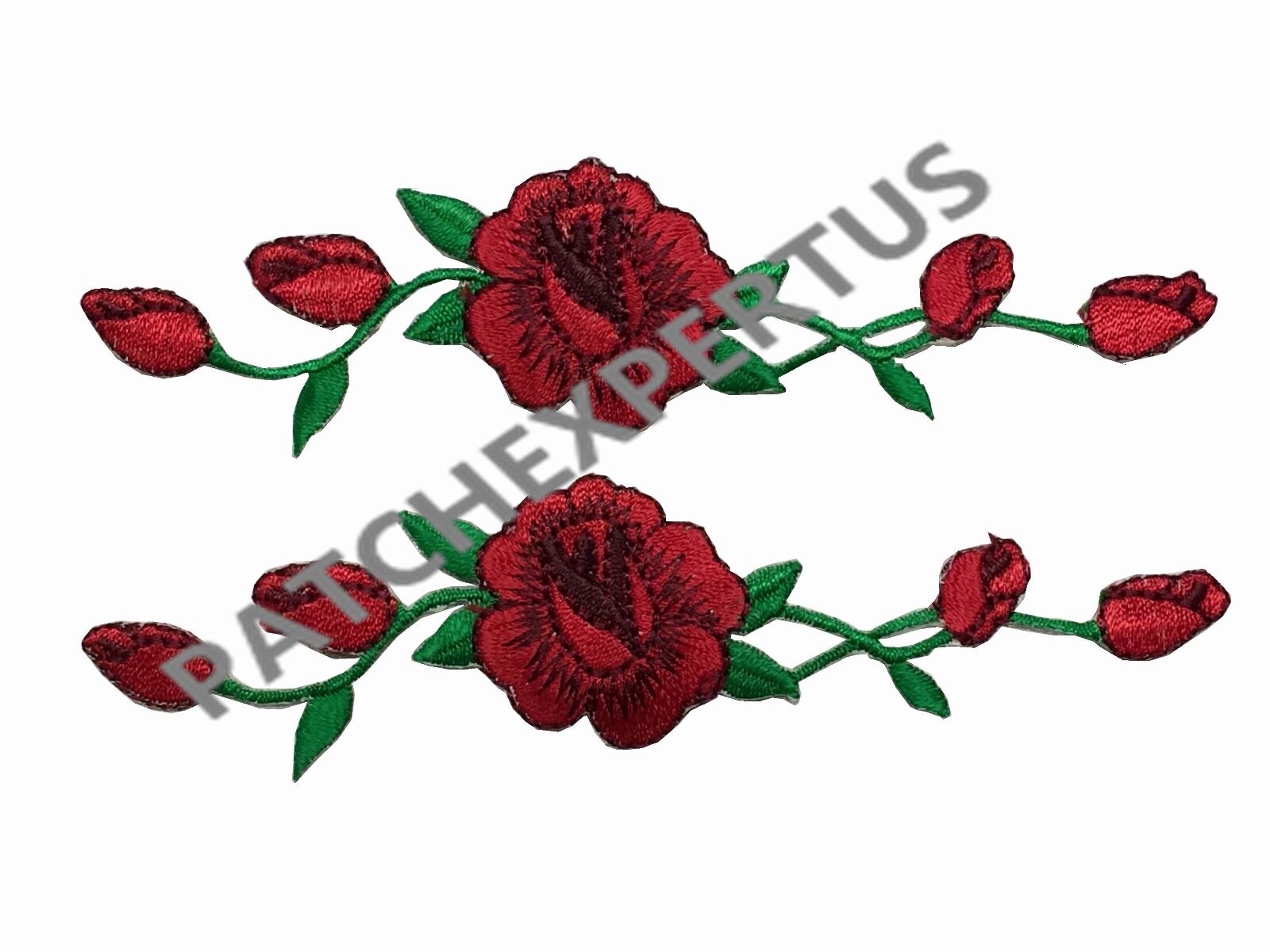 #3965r Lot 2 Pcs Red Rose Red Rose Flower Embroidery Applique Patch