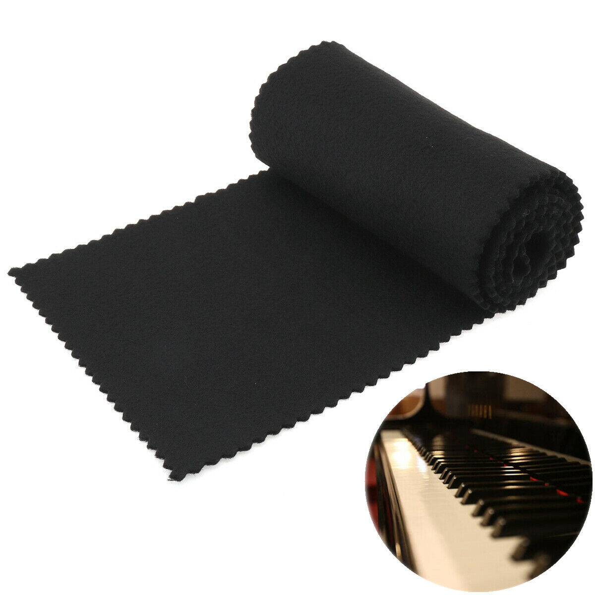 Black Soft Flannel Piano Key Cover Keyboard Dust Cover 119 X 14cm For 88 Key
