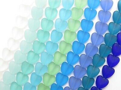 Bead Supplies Cultured Sea Glass Beads Hearts 11x12mm Assorted 9 Strand Lot