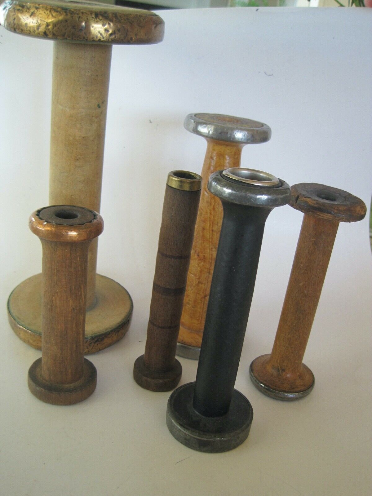 Wood Spools Antique Assorted Lot 6