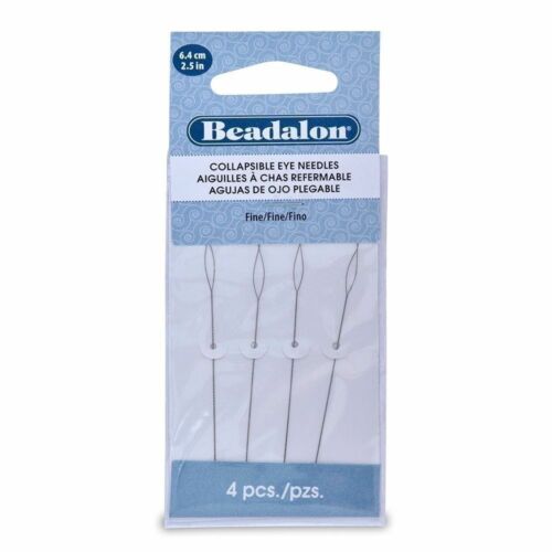 Beadalon Collapsible Eye Needles 2.5-inch Fine 4 Pack Beading Needles (bpcend25)