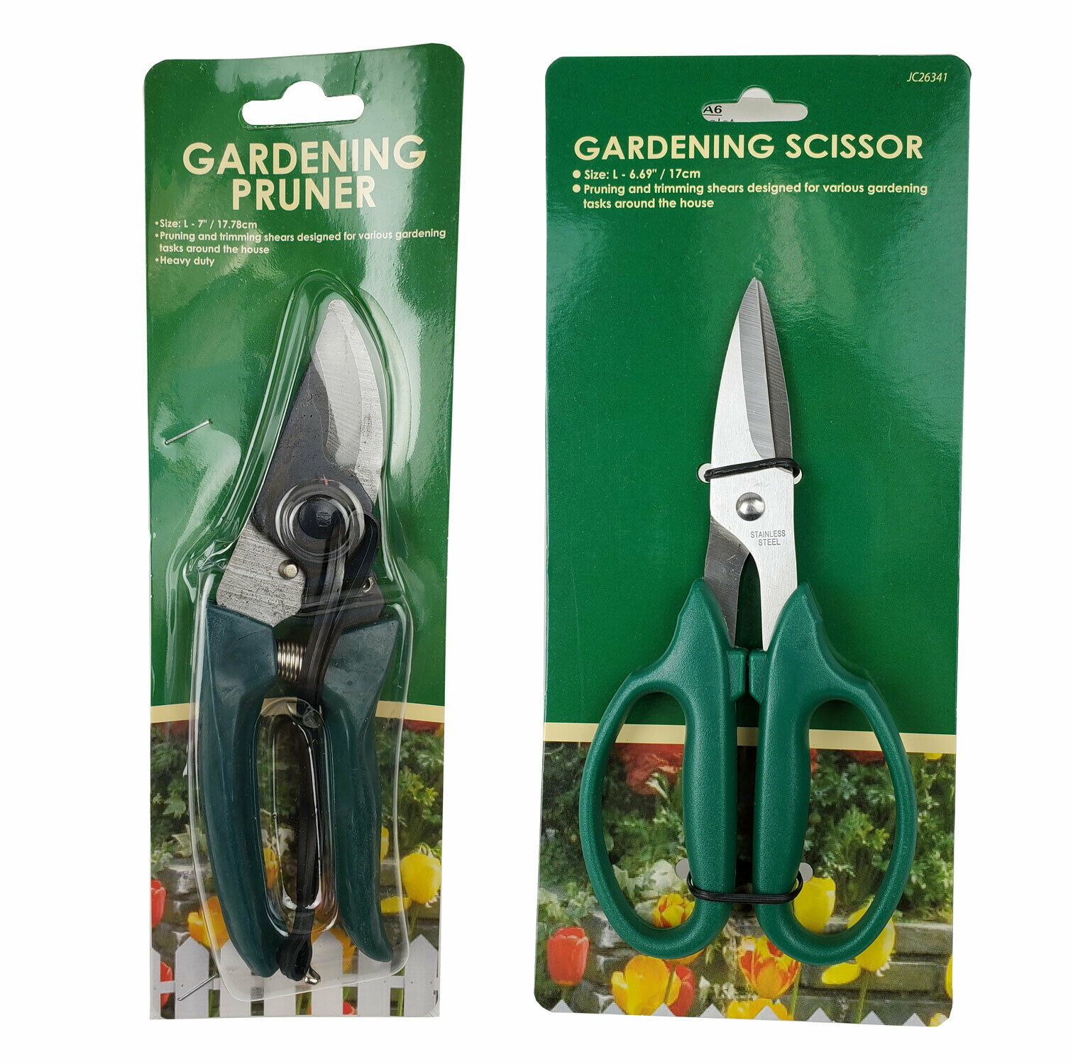 2 Pcs Set Gardening Pruner & Scissor Tool For Pruning Trimming Garden Works