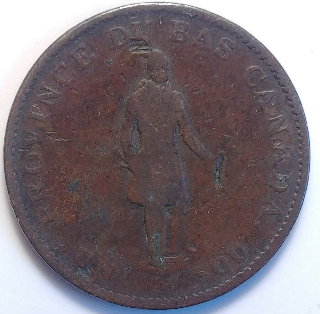 1837 Lower Canada Half Penny One Sou Copper Bank Token