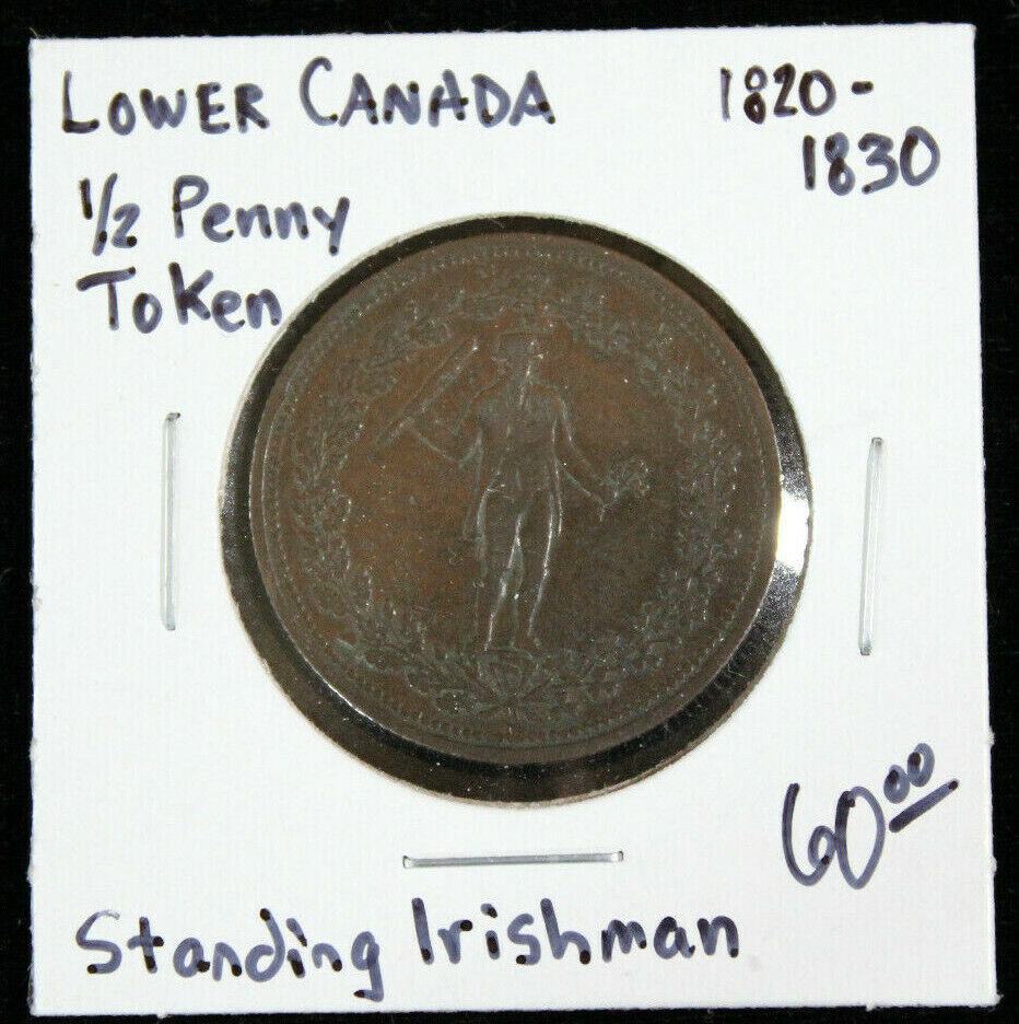 Lower Canada Pure Copper Preferable To Paper 1/2 Penny Token - Standing Irishman