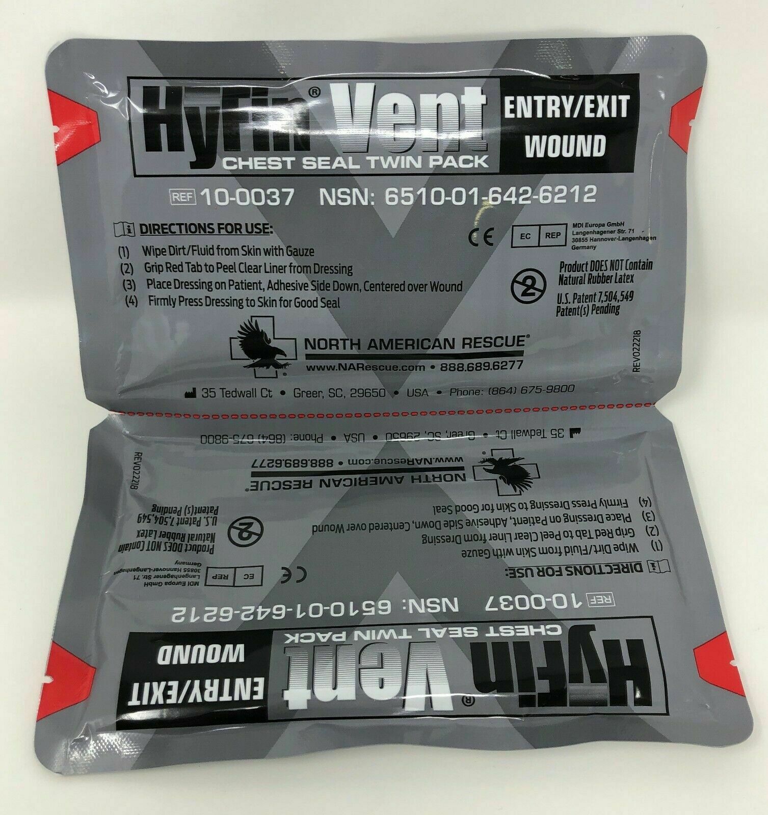 Nar North American Rescue Hyfin Vent Chest Seal Twin Pack  Exp 2023 Tccc Tems