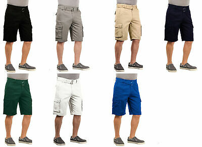Mens Twill Cargo Shorts With Belt Short Pants Summer Multi Pocket Vacation 30 42