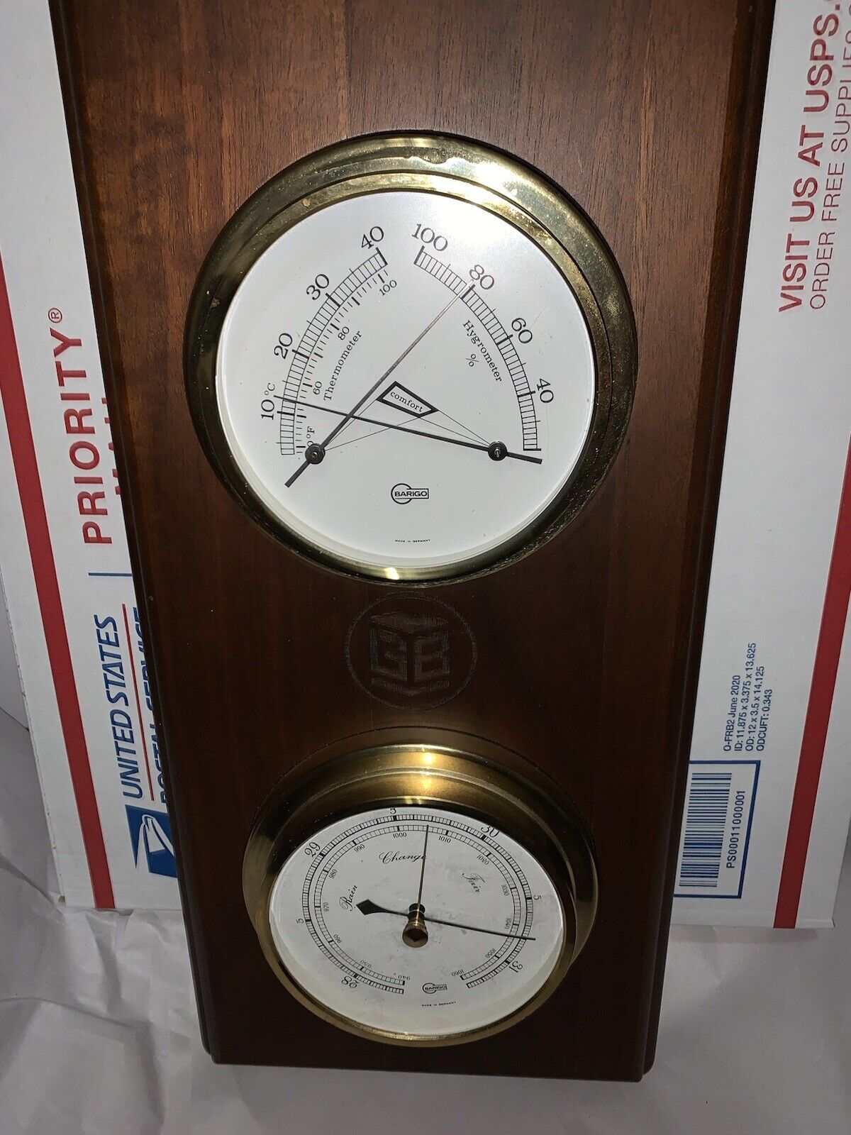 Vintage Barigo Barometer Thermometer Hygrometer Rain Weather Station Germany