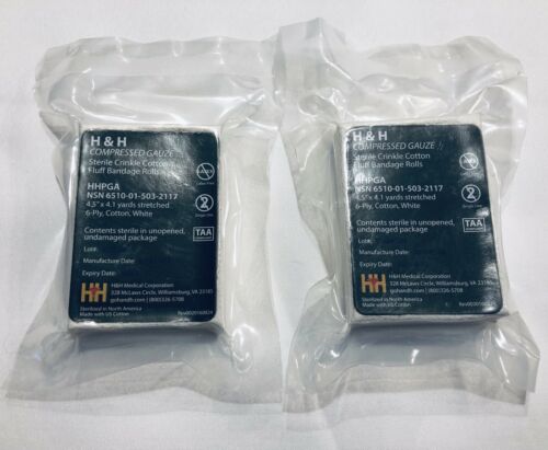 H&h Flat Compressed Gauze *2-pack* Medical Crinkle Cotton Exp 2024