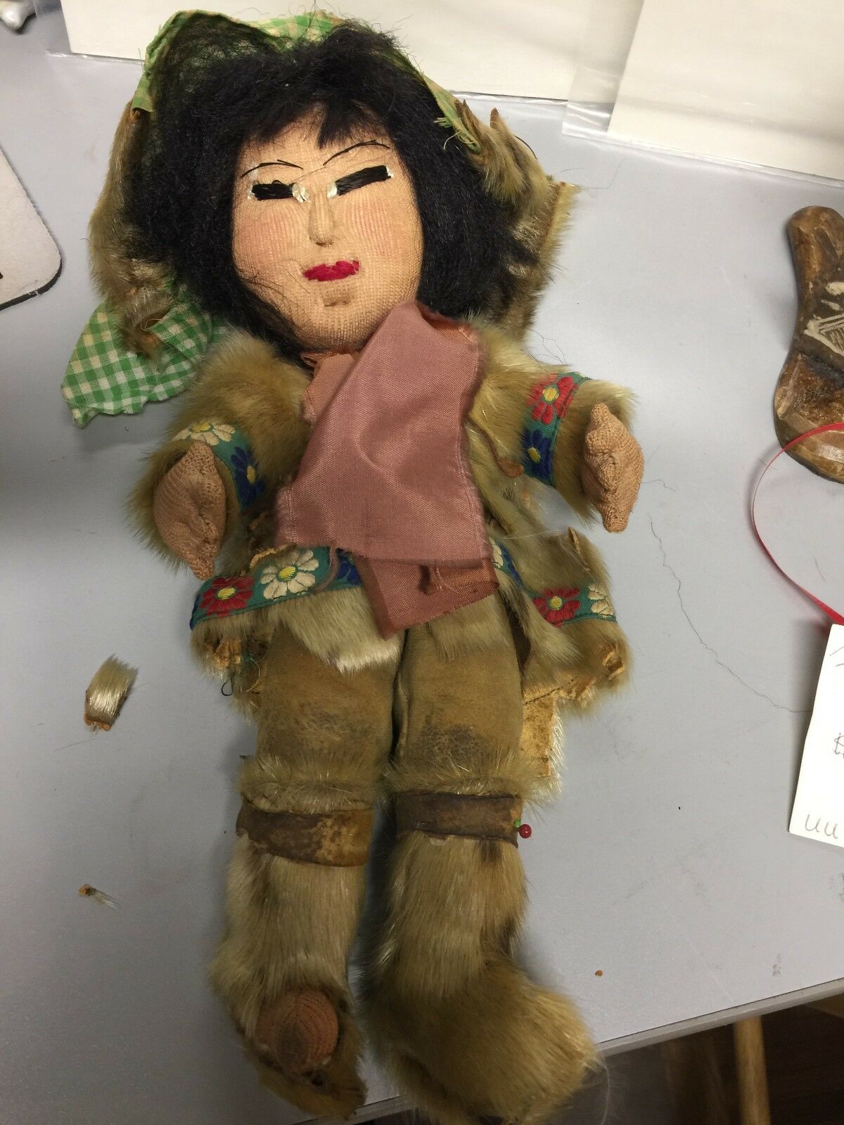 Vtg Native American Inuit Eskimo Indians Doll Figure 12"