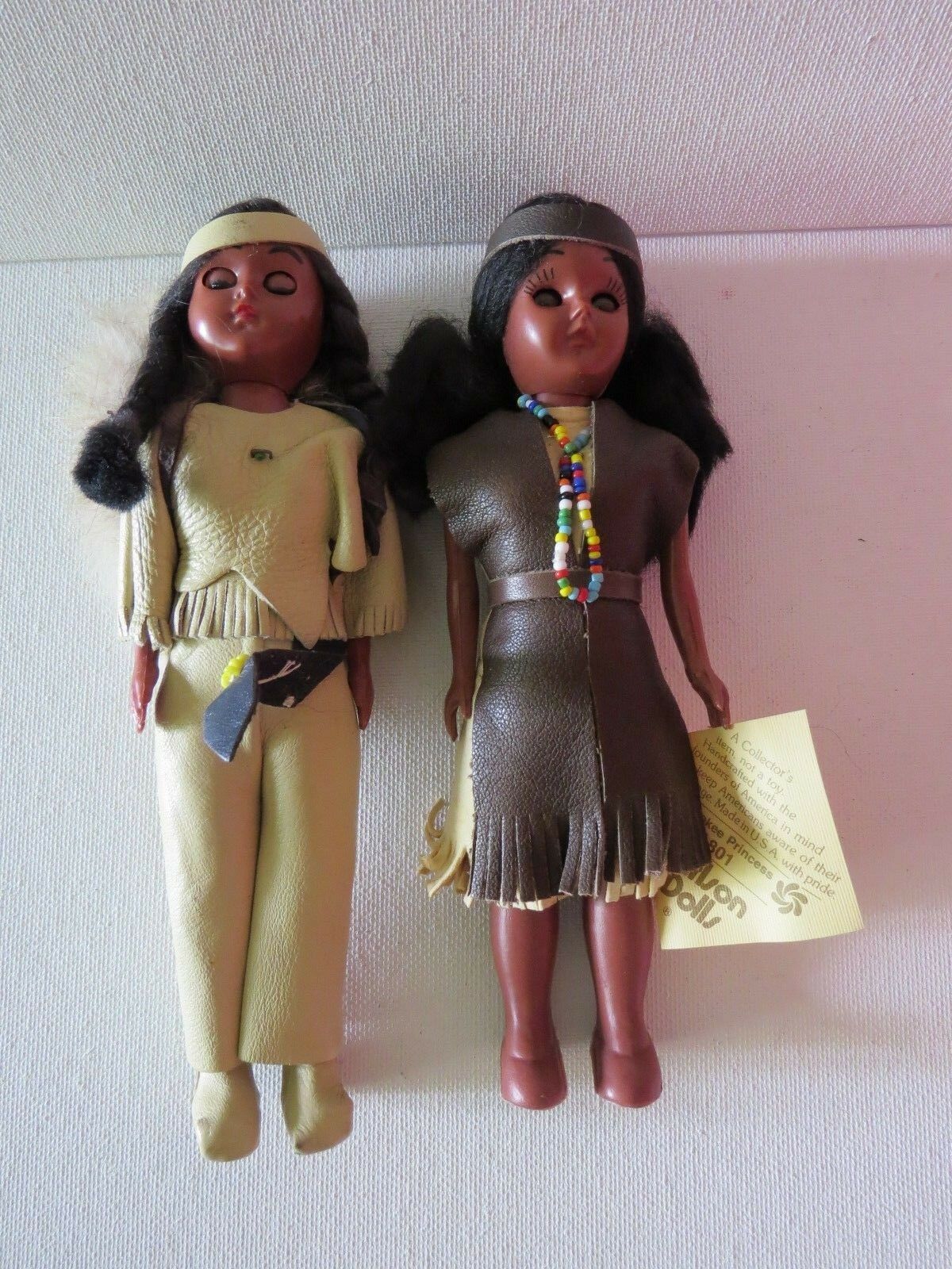 2 Vintage 1940's Indian Dollar Raw Hide Dolls~carlson Dolls