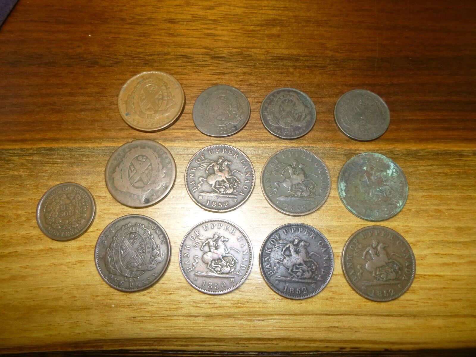 Lot Of (13) Canada Bank Penny Tokens