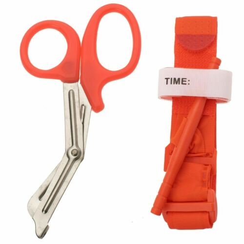 One Hand Tourniquet Combat Application First Aid Handed + Free Shear Orange