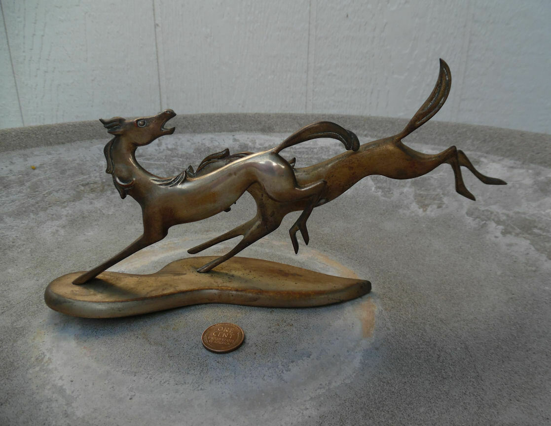 Mid Century Very Fine Modernistic Running Horses Sculpture Made In Portugal