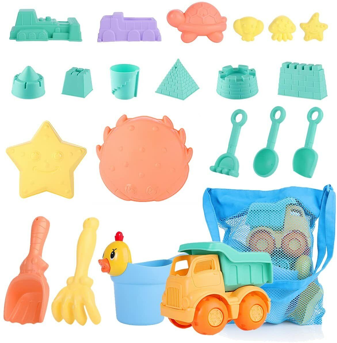 21pcs Beach Sand Toys For Kids Sandbox Toy Fun Play Set For Boys Girls Ages 3-10