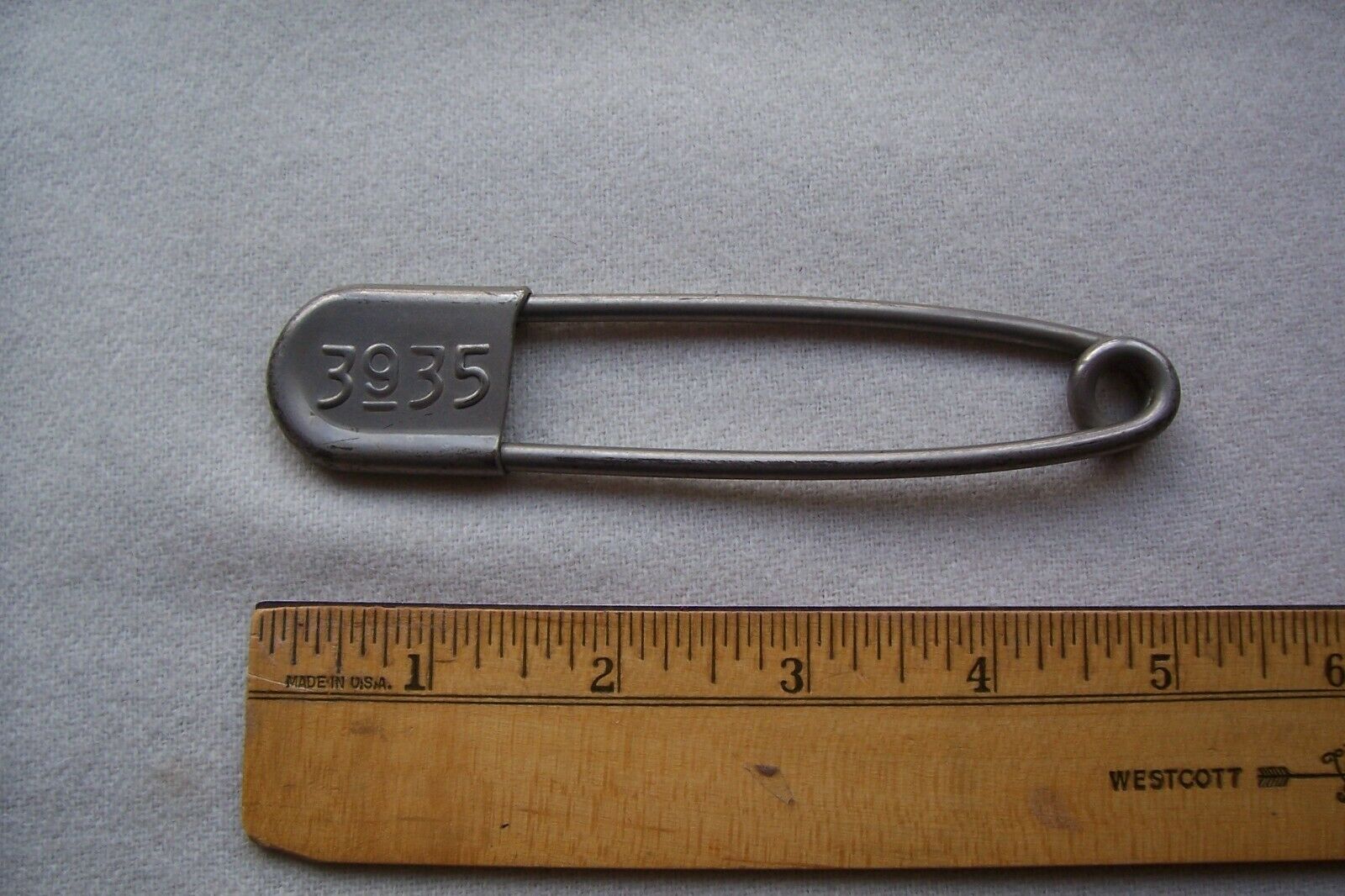 Vtg 5" Long 1930's Antique Heavy Duty Laundry Bag Safety Pin Patent # 1991827