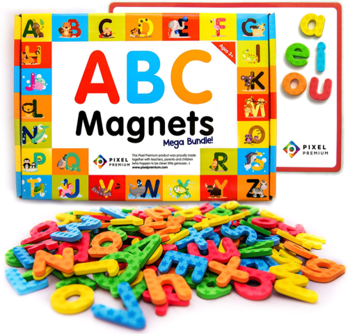 Pixel Premium Magnetic Letters For Kids - 142 Abc Alphabet Magnets For Preschool
