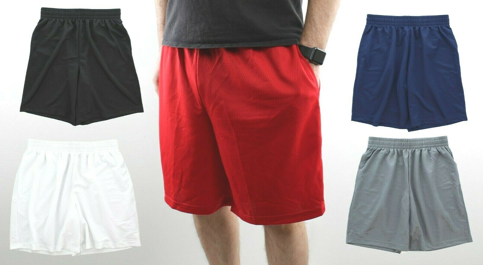 Men's Gym Basketball Shorts Athletic Workout Active Mesh Short With 2 Pockets